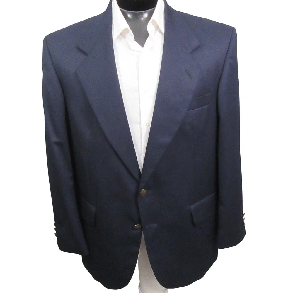 Oscar De La Renta Mens Classic Blue‎ Blazer 42S 100% Wool Sport Coat Ventless